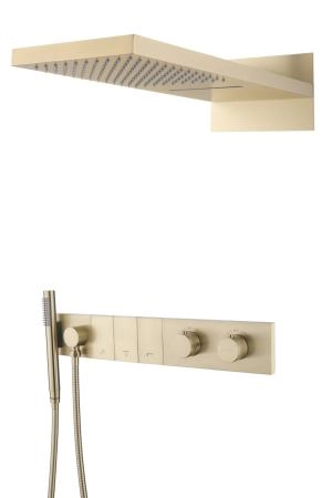 Встроенная душевая система Boheme ZODIAC с термостатом, трехпозиционная Matt Gold 133-MG