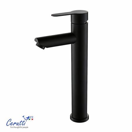 Смеситель для раковины CeruttiSPA ОВИДИО XLBM (OVIDIO XLBM) из нержавеющей стали, цвет черный матовый