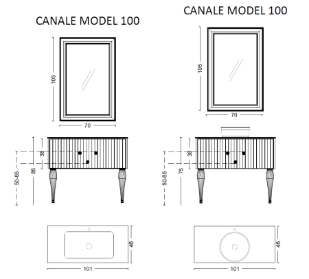 Тумба Boheme Canale 100 белая + Хром 843-100-WCR