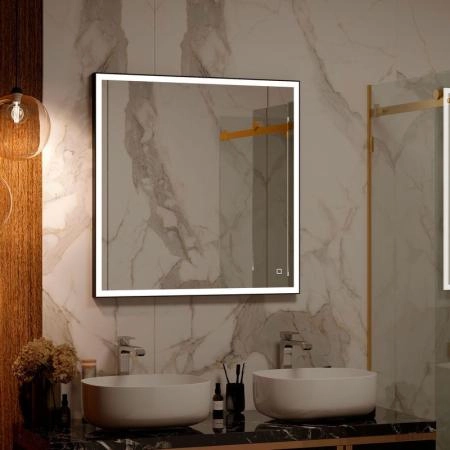 Зеркало Континент Solid Black standart 800x800 ЗЛП1608 с подсветкой