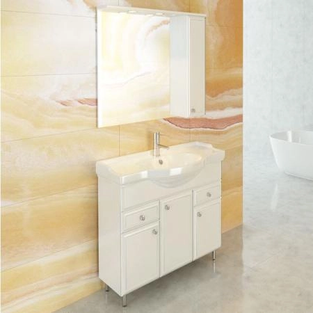 Зеркало шкаф Comforty Сочи-85 белый глянец