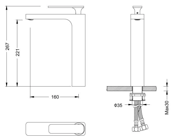 Смеситель для раковины-чаши Timo Torne 4311/17F золото матовое