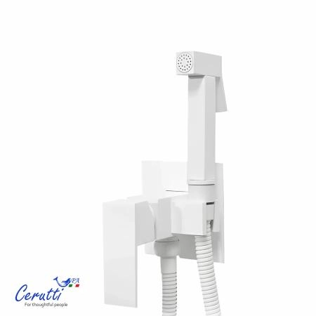 Смеситель с гигиеническим душем Ceruttispa Резия SHW (RESIA SHW) из латуни, с шлангом 120 см, цвет белый