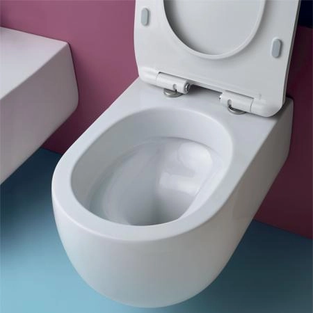 Kerasan Flo унитаз NEW подвесной  БЕЗОБОДКОВЫЙ 54см, с комплектом крепежа, цвет белый