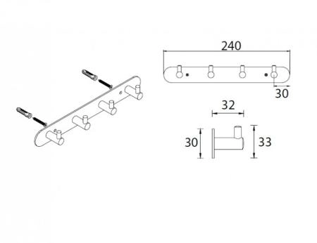 Планка 4 крючка Fixsen HOTEL FX-31005-4