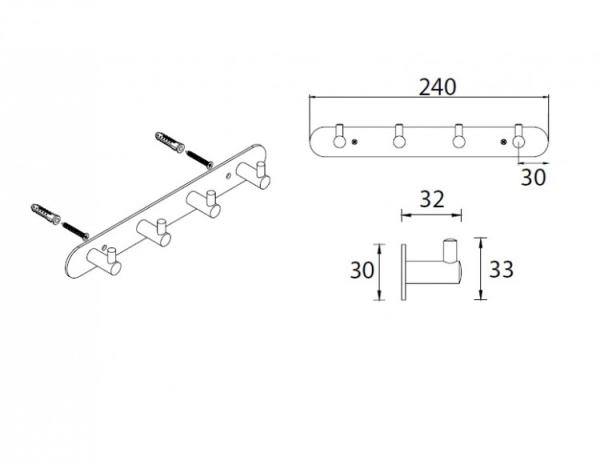 Планка 4 крючка Fixsen HOTEL FX-31005-4