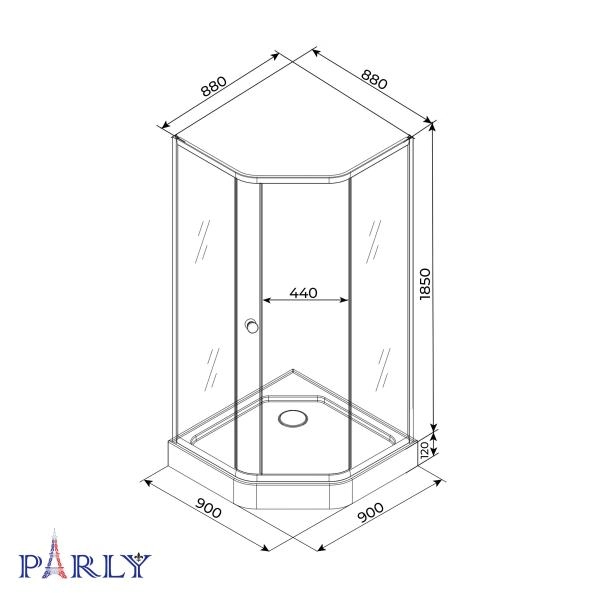 Душевой уголок с поддоном PARLY ZEP91B (90х90х195)