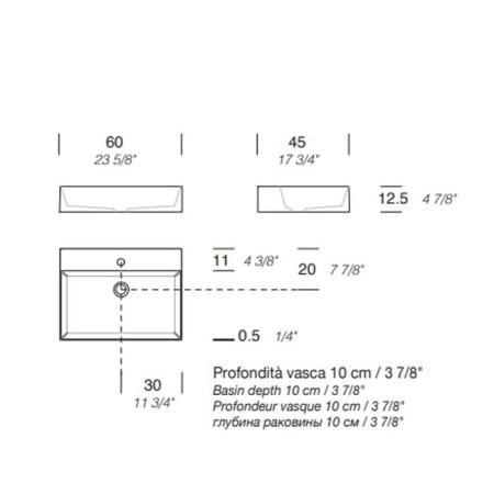 NOORTH milldue edition Раковина 60х45х12.5 см, 1 отв., накладная, цвет: белый
