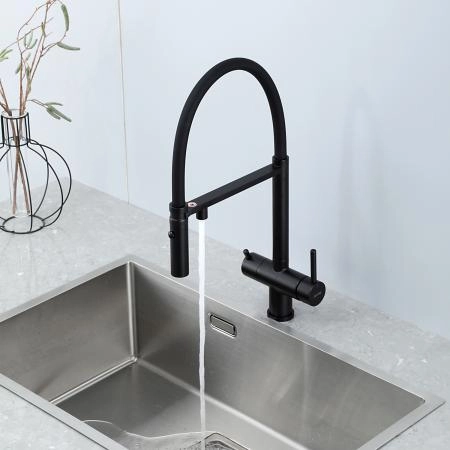 Смеситель GAPPO G4397-86 для кухни с гибким изливом и подключением фильтра, черный