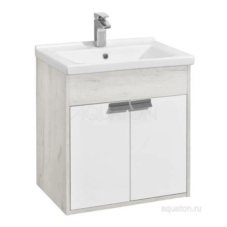 Тумба под раковину Aquaton Флай 1A237301FAX10 60 с ящиком,белый, дуб крафт