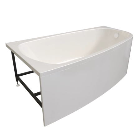 Ванна акриловая "РОНА 168х95" (правое исполнение), рама-подставка, фронтально-торцевая панель, слив-перелив автомат с сеточкой (хром, с сифоном)