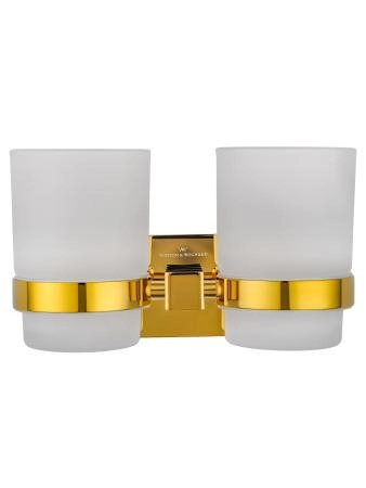 Два стакана для зубных щеток с держателем WONZON & WOGHAND POLO, Темное золото (WW-8928-DG)