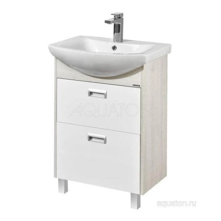 Тумба под раковину AQUATON Бекка PRO 60 белый, дуб сомерсет 1A196601BAC20