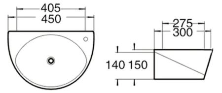 Раковина SantiLine SL-2016 40,5x27,5 подвесная керамическая Белый