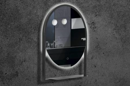 Зеркало Boheme Vallessi круглое с полочкой антрацит 80*90 550/2