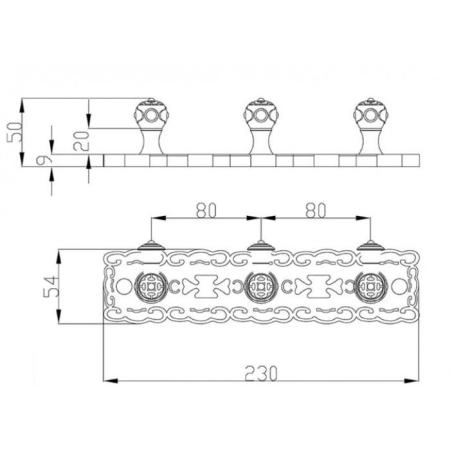 3 крючка на планке ZORG (AZR 17 SL) хром