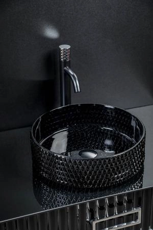 Раковина Boheme чаша круглая хрустальная черная 39*12см 817-B