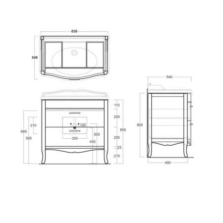 SIMAS Arcade 90, раковина 90*56, с 1 отв. под смеситель, цвет: белый