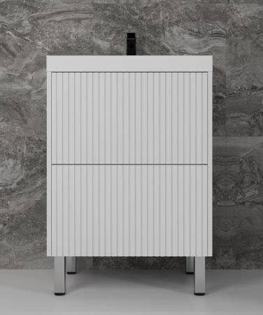 Тумба напольная Style Line Стокгольм 60, Classic 60, (2 ящ.) белый рифленый софт, PUSH