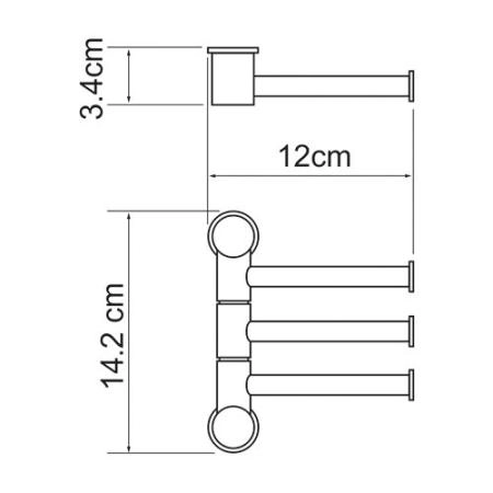 Полотенцедержатель WasserKraft K-1053 3-е рога короткие хром