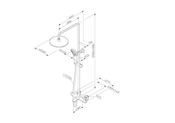 Душевая система для ванны AM.PM Gem F0790510 термостат хром