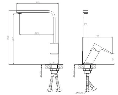Смеситель для кухонной мойки ESKO BERLIN BR 519 хром