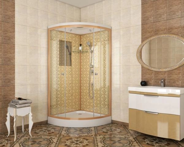 Душевая кабина Niagara Luxe NG-7701G (900x900х2100) низкий поддон (15см) стенки ЗОЛОТО