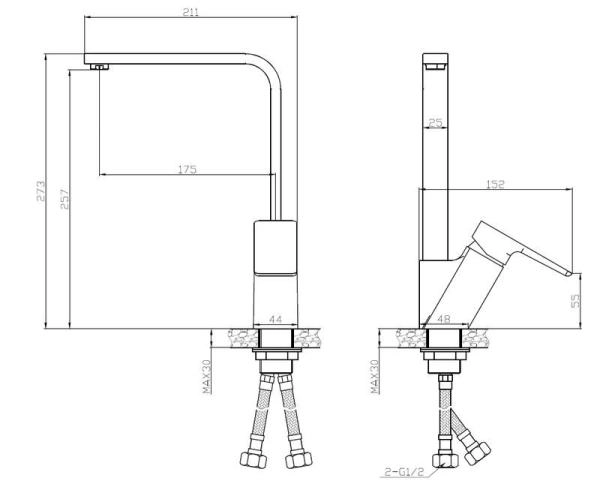 Смеситель для кухонной мойки ESKO BERLIN BR 519 хром