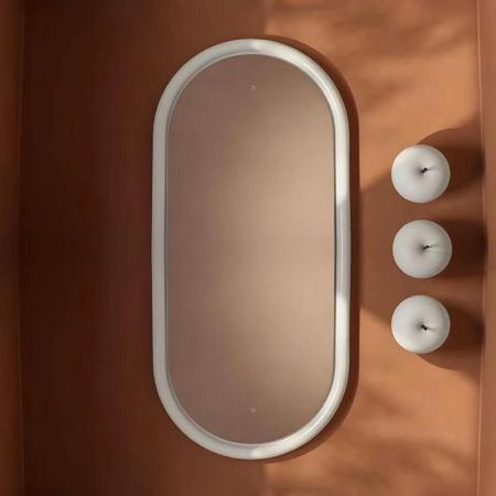 Artceram Milano Зеркало 55х100 см в керамической раме с LED-подсветкой и сенсорным выключателем, цвет: белый матовый