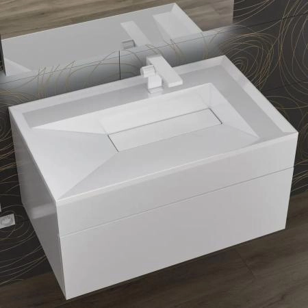 Раковина для ванной полувстраиваемая Uperwood Lotus 80 см, прямоугольная, белая глянцевая