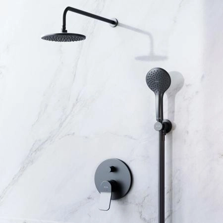 Набор AM.PM X-Joy FB85A1RH02 Смеситель для ванны, верхний душ с держателем, душевой набор и шланговое присоединение чёрный