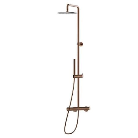 Newform Shower Душевая стойка с термостатическим смесителем, переключателем, верхним и ручным душем, цвет: PVD brushed copper bronze