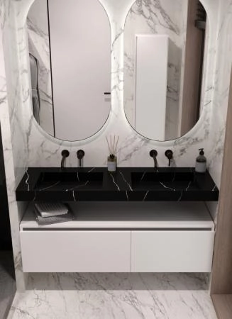 Столешница моноблок Boheme FLAT NERO MARQUINA (1410*452*80) 859-140-NM