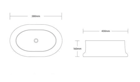 Раковина Cerutti SPA CR0060 накладная, белая, овальная, глубокая 580х430х160