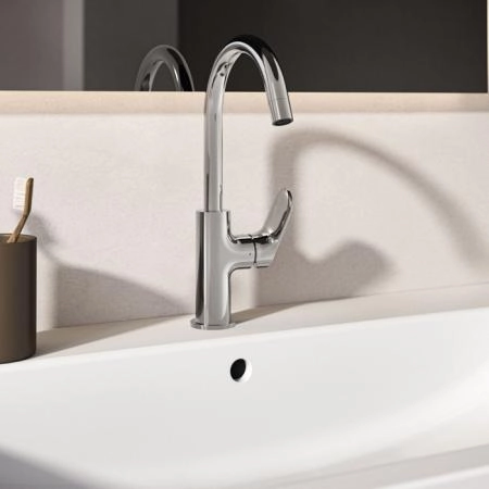 Ideal Standard Ceralife O Смеситель для раковины H21.5см., на 1 отв., с поворотным изливом, цвет: хром