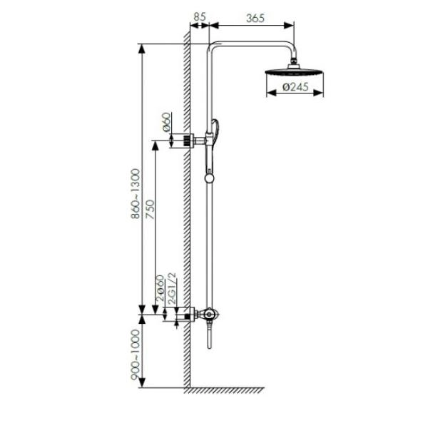 Душевая система KAISER Plane (07177) с термостатом хром