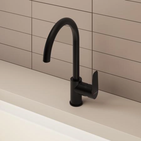 Смеситель VitrA Flow Soft  A4341936EXP с поворотным изливом однорычажный матовый черный латунь