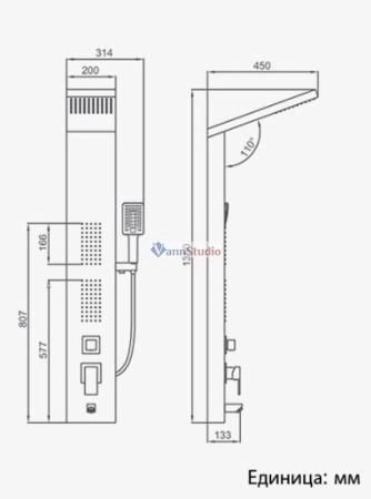 Душевая панель Frap F24005-6 черный для ванны