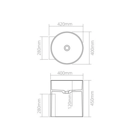 Dea Design Pedestal Basin Раковина 40х42х55см., напольная, без отв., Solid Surface, цвет: Black №16