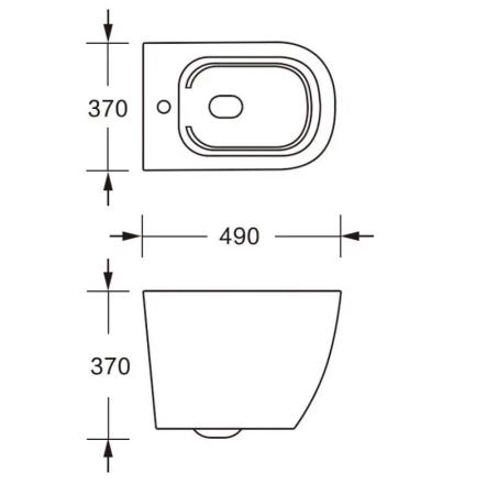 Унитаз Cerutti SPA SELLA Aria Tornado MMB подвесной безободковый черный мрамор матовый со смывом торнадо CT9531 (490х370х370)