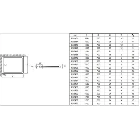 Поддон для душа Jacob Delafon FLIGHT E62482-00 160x90 см литьевой мрамор