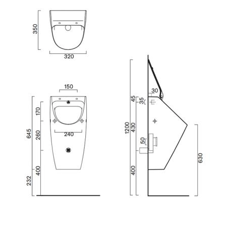 Catalano Писсуар 64x32см Rimless, с отв. под крышку, цвет: белый матовый