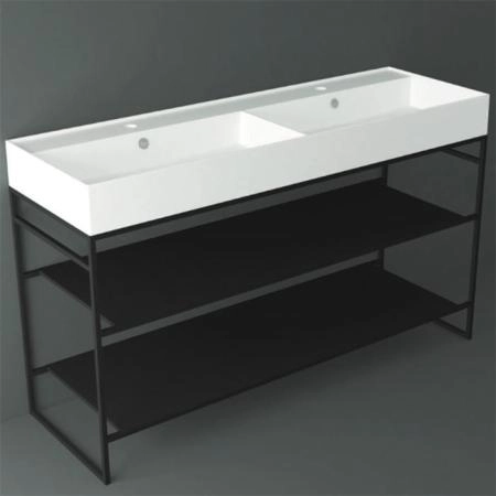 Simas Agile Структура металлическая 141x46xh72см, напольная, для раковины с 1 отв., AG141, с 2 полками, цвет: черный матовый