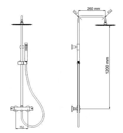 Душевая система RGW Shower Panels SP-21 21140121-01 термостат, хром