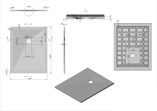 Поддон для душа Vincea из искусственного камня VST-4SR8010A, 1000*800*25, антрацит