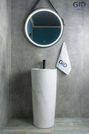 Раковина моноблок Gid Nb131ws 40x40 напольная камень матовый