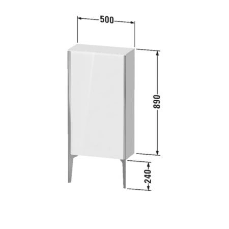 Duravit XViu Шкаф подвесной 50x24x89см, с 1 дверью, 2 стеклянными полками (петли слева), цвет: белый глянцевый/champagne matt