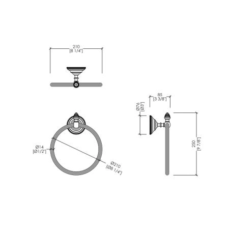 Devon&Devon Diamond Полотенцедержатель - кольцо 21см., подвесной, цвет:  бронза
