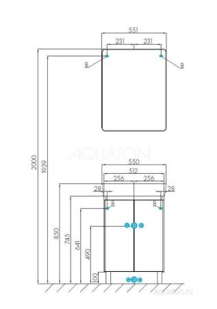 Тумба под раковину AQUATON Скай PRO 55 белый глянец 1A238101SY010