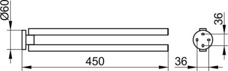 Полотенцедержатель Keuco EDITION 90 19018010000, двойной, поворотный, 450 мм, латунь, хром